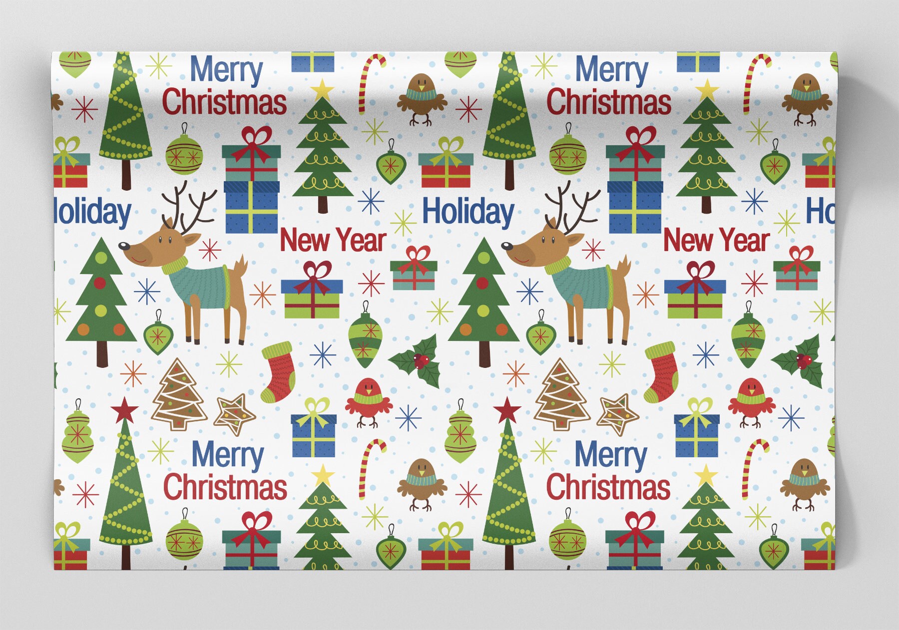 Christmas Wrapping Paper Sheets Set of 3 Happy New Year Etsy