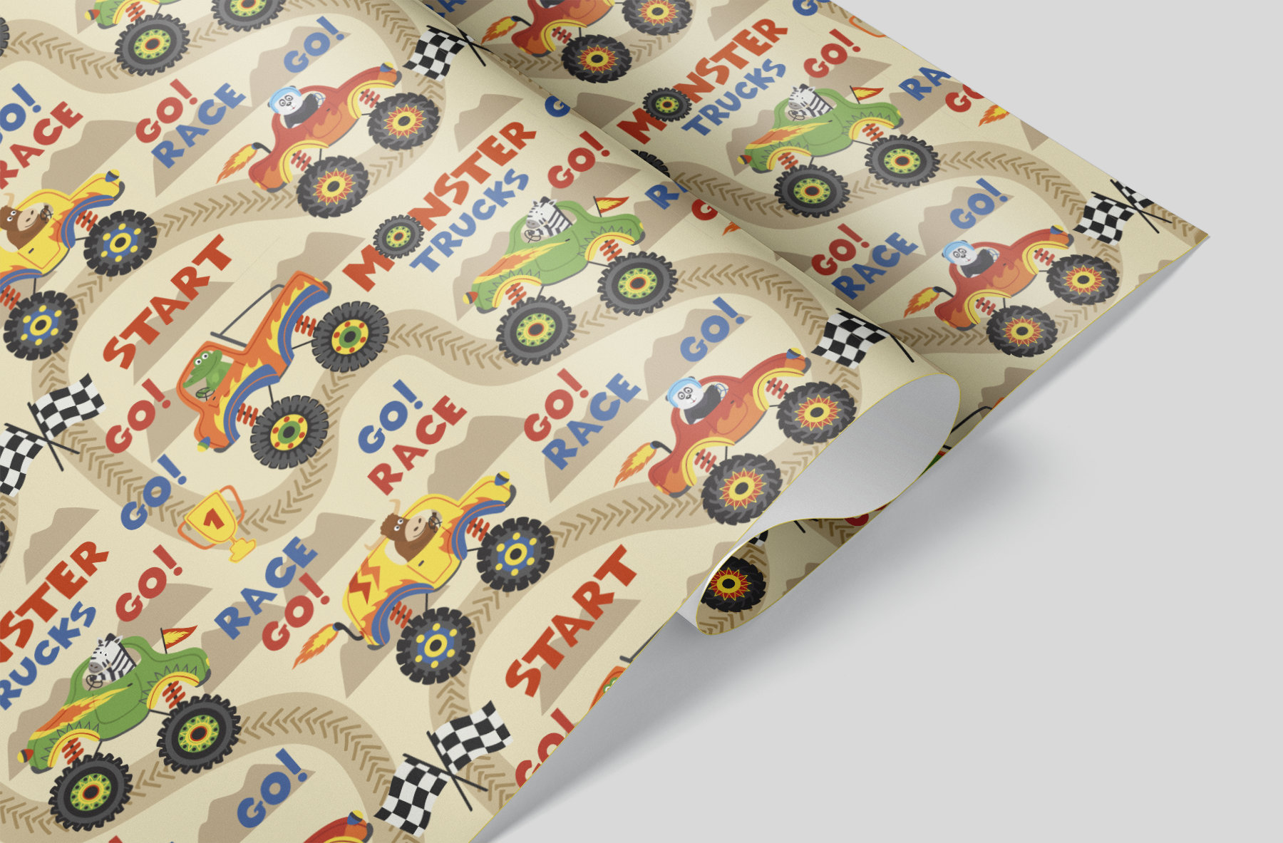 Monster Trucks Wrapping Paper Sheets Set of 3 Boy First Etsy