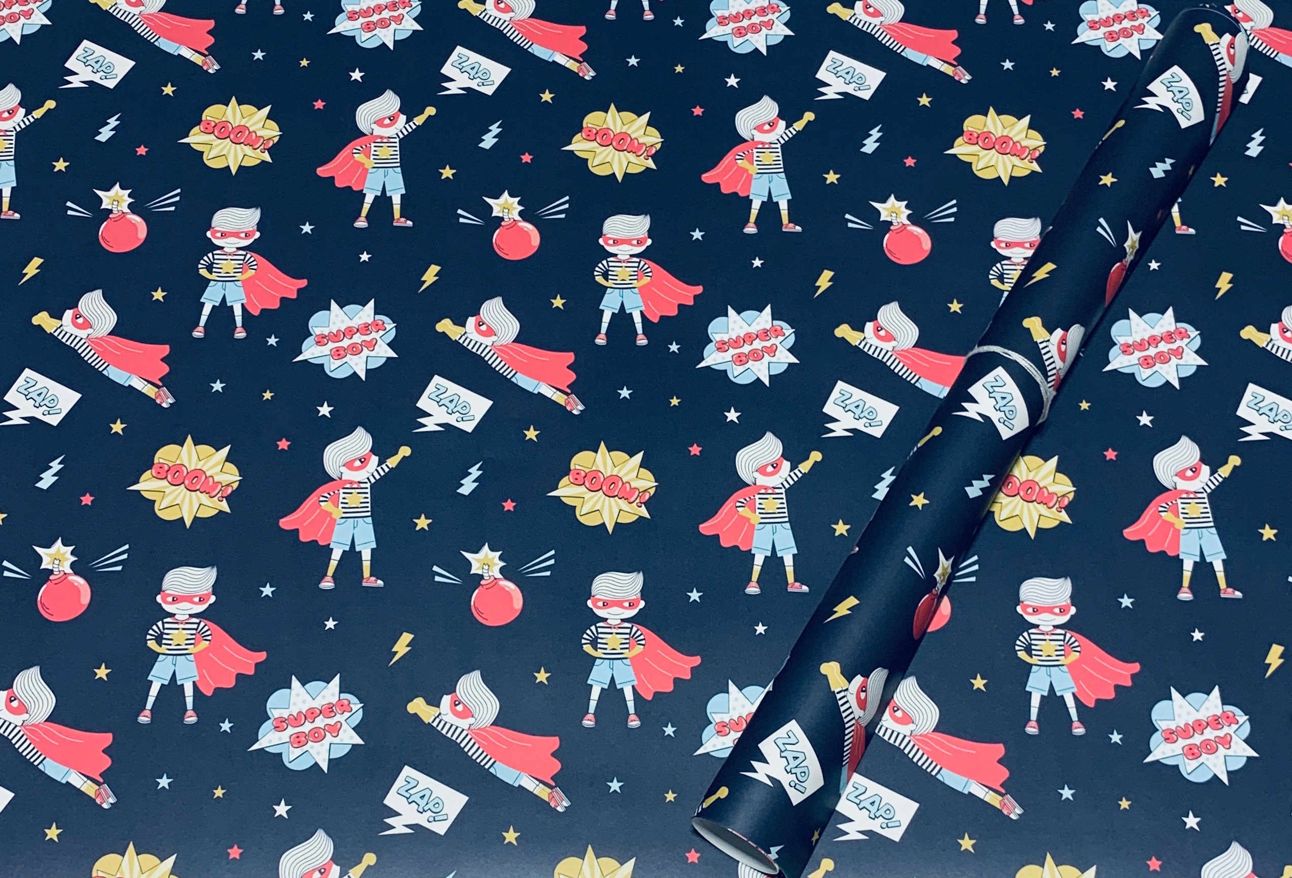 Boy Superhero Wrapping Paper Sheets Set of 3 Comic Book | Etsy