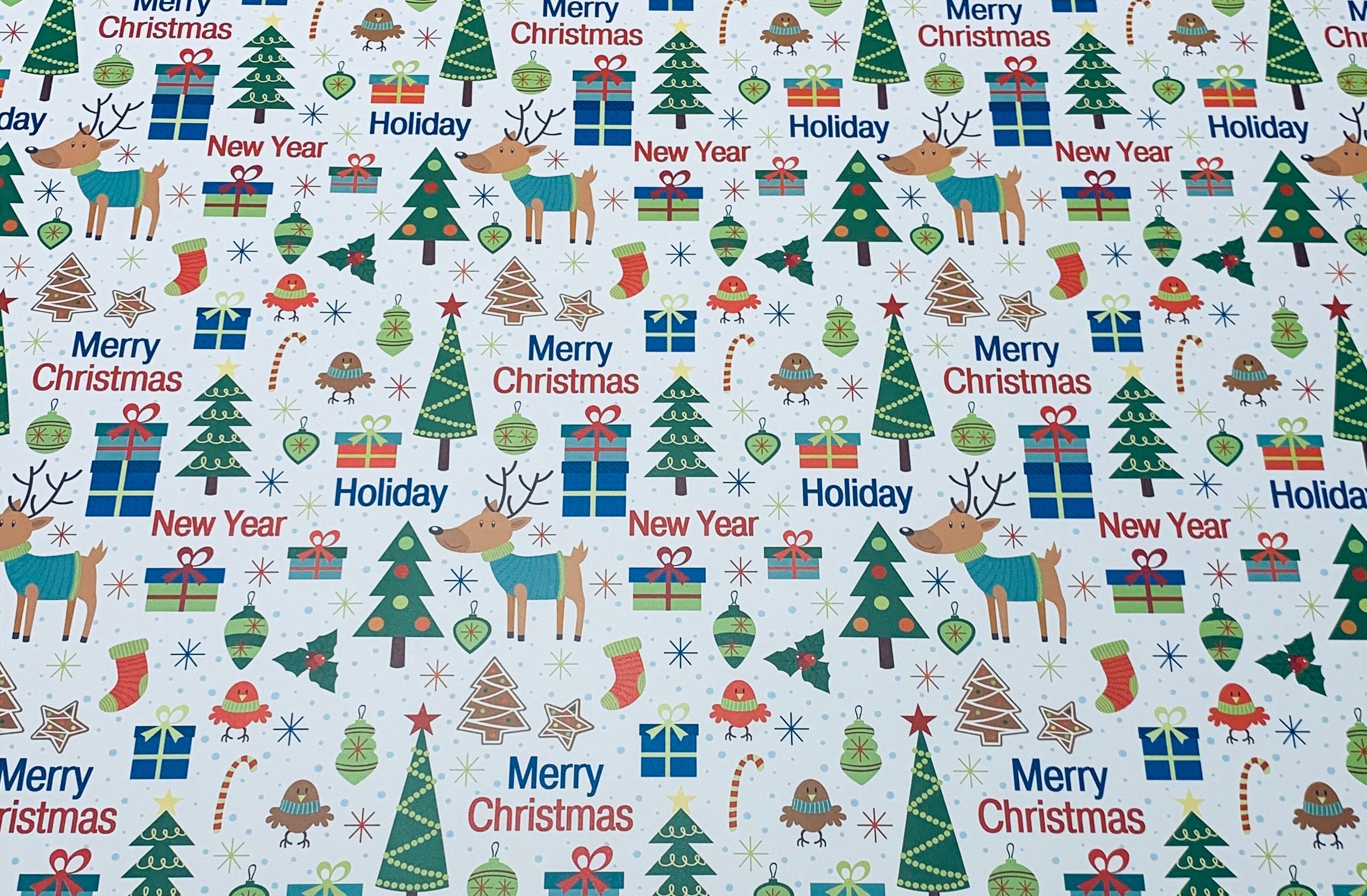 Christmas Wrapping Paper Sheets Set of 3 Happy New Year Etsy