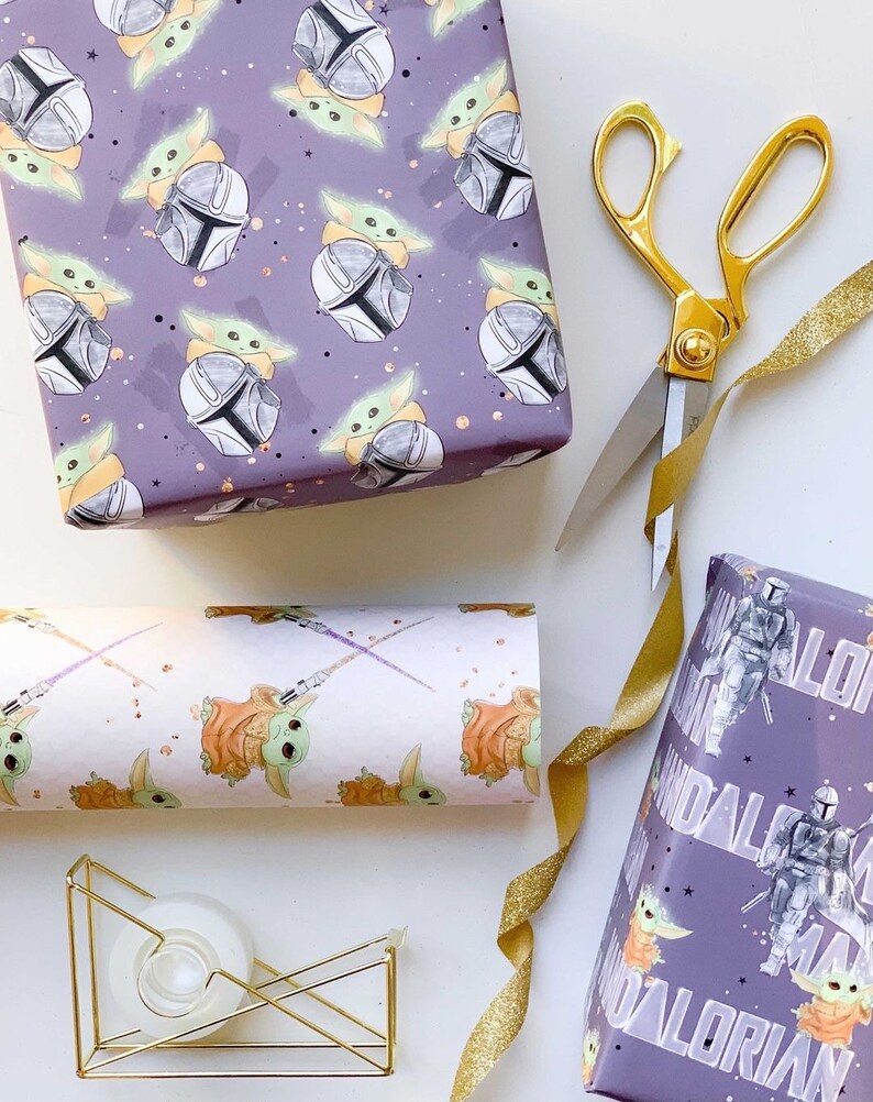 Star Wars Mandalorian Wrapping Paper Sheets Set of 3 Baby - Etsy