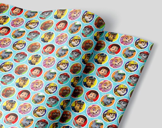 Paw Patrol Wrapping Paper Sheets Set of 3 Chase Marshall Etsy
