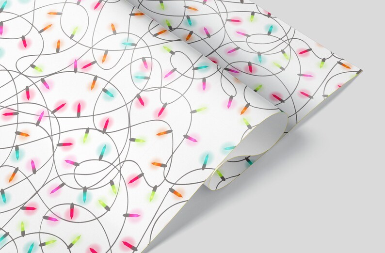 Christmas Lights Wrapping Paper Sheets set of 3 Vintage Etsy