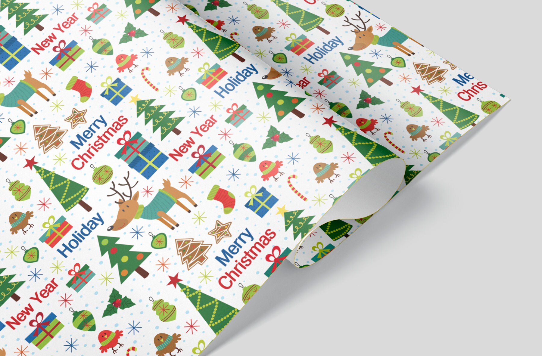 Christmas Wrapping Paper Sheets Set of 3 Happy New Year Etsy