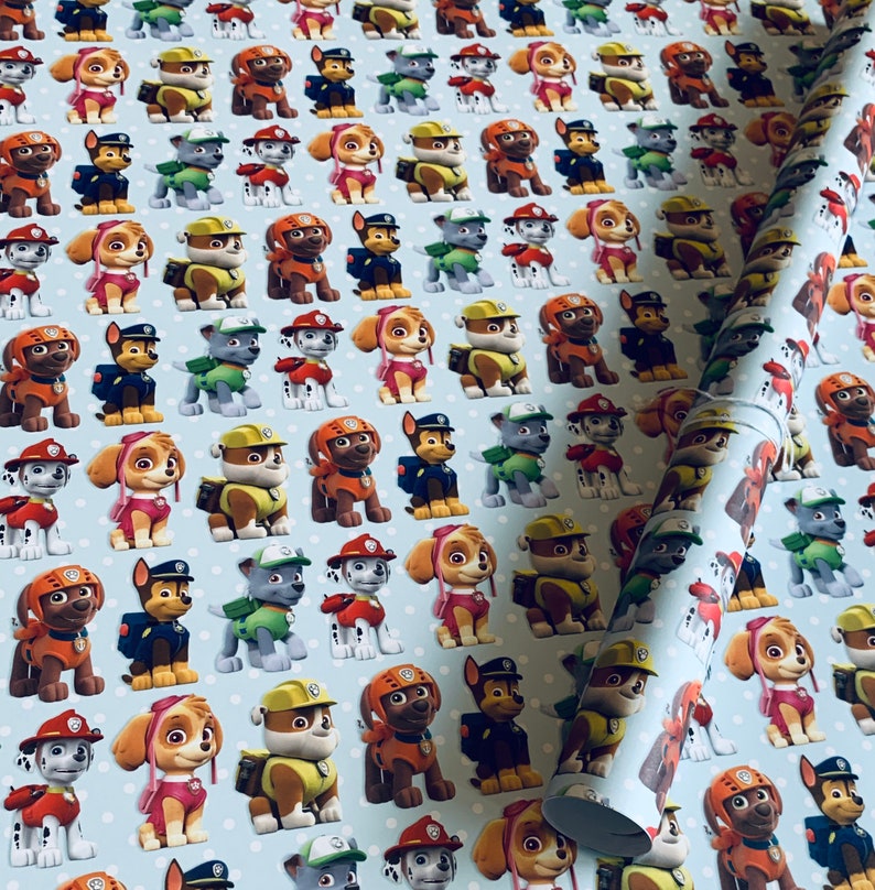 Paw Patrol Wrapping Paper Sheets Set of 3 Chase Marshall | Etsy