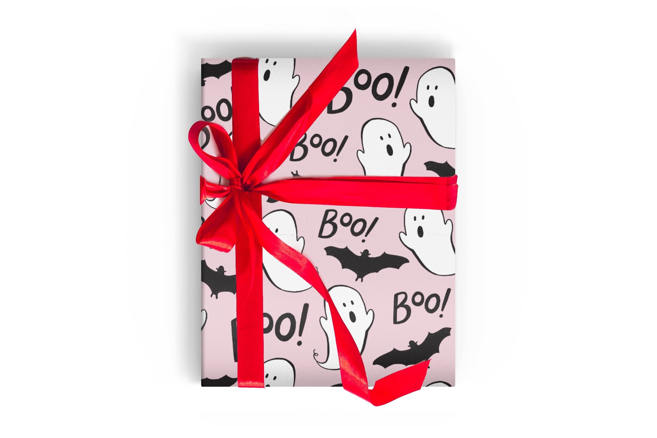 Pink Boo Ghost Halloween Wrapping Paper