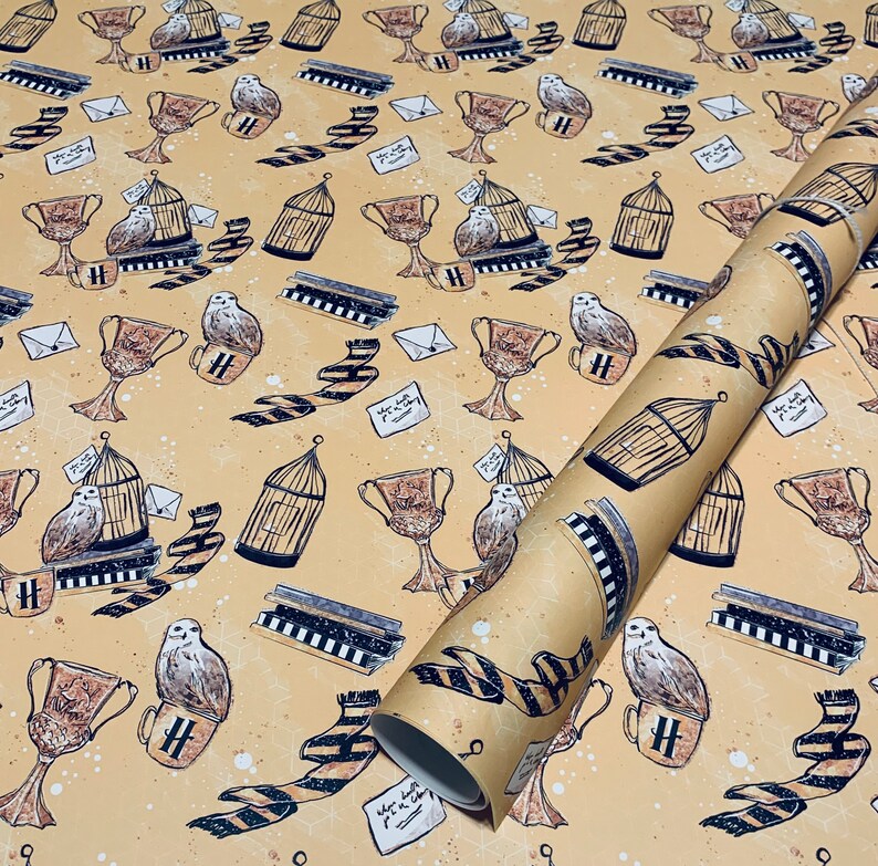 Harry Potter Wrapping Paper Sheets Set of 3 Hufflepuff | Etsy