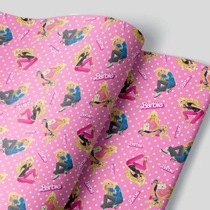 Personalised Barbie Birthday Wrapping Paper. 