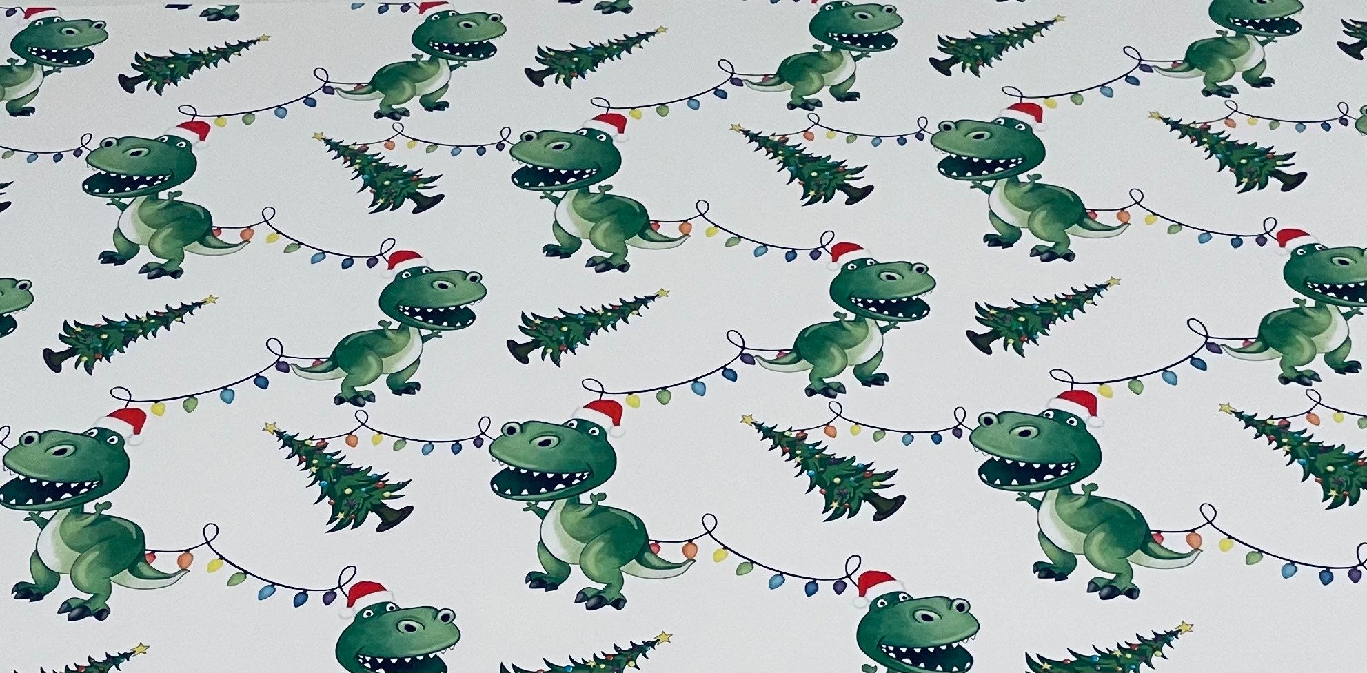 Christmas Lights Dinosaur Wrapping Paper