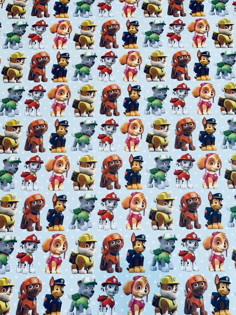 Paw Patrol Wrapping Paper Sheets Set of 3 Chase Marshall Etsy