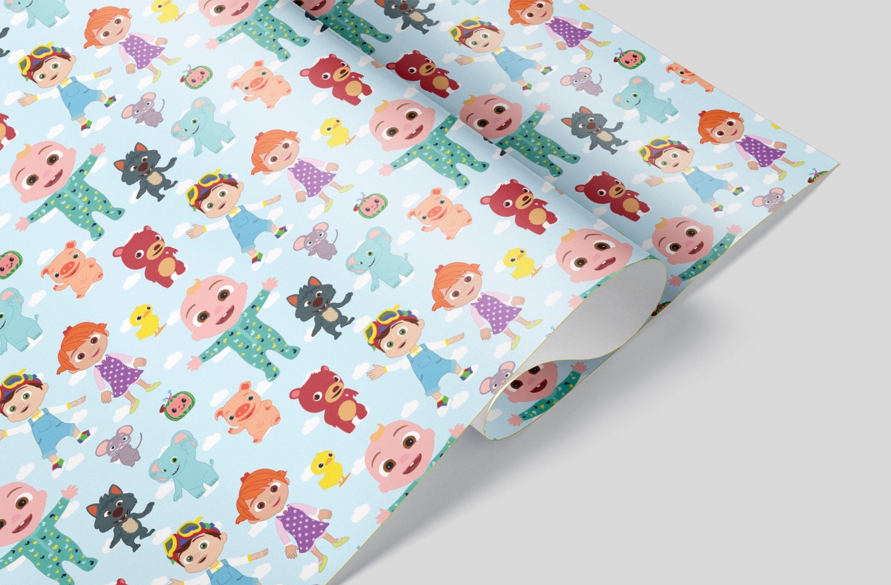 Blue Wrapping Paper Sheets Set of 3 Birthday Etsy