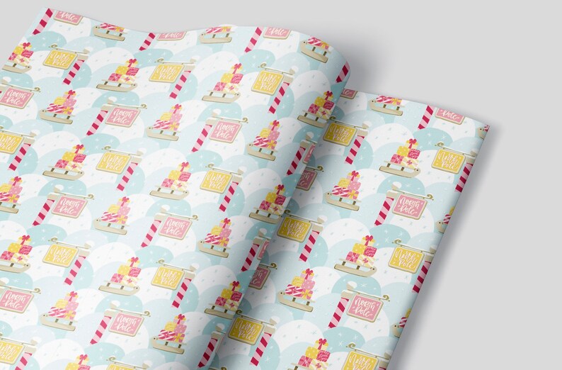 Pink & Yellow Christmas Wrapping Paper Sheets set of 3 Etsy