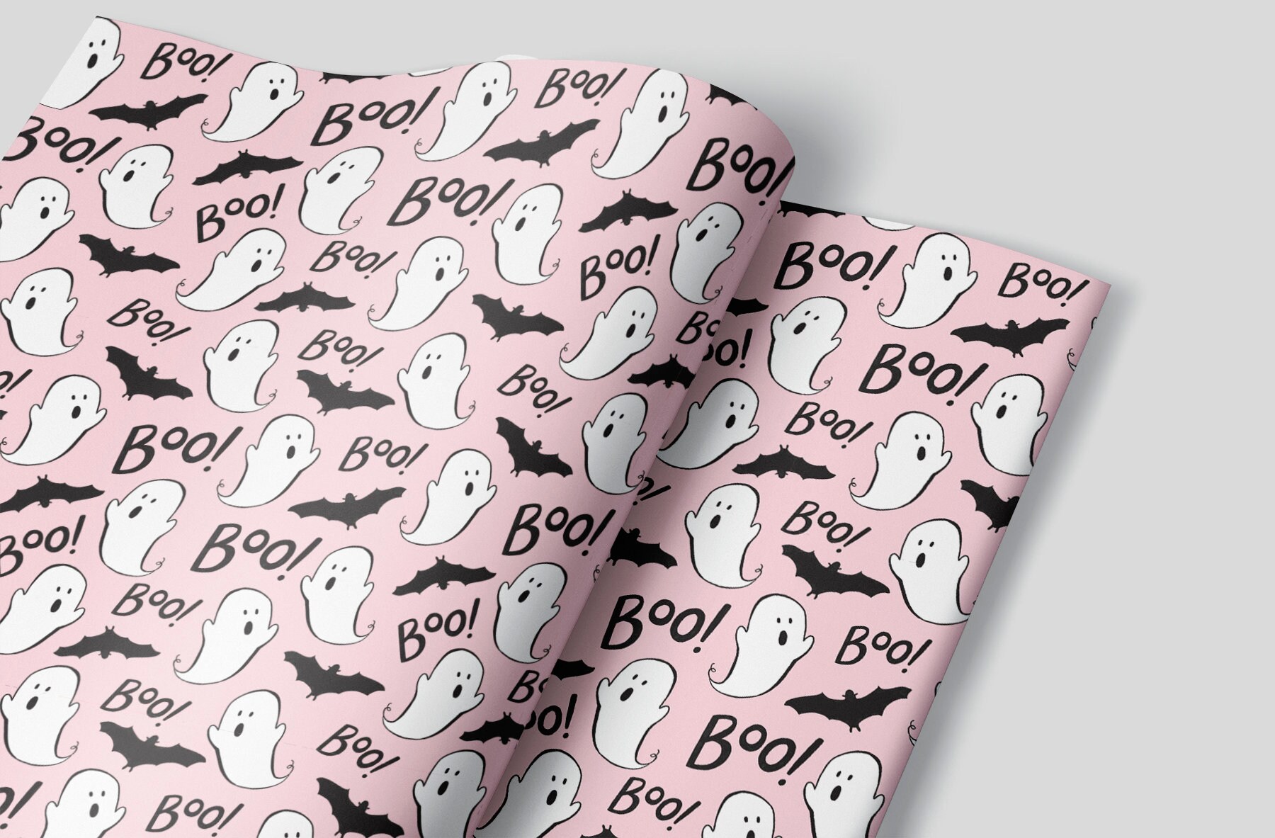 Pink Boo Ghost Halloween Wrapping Paper