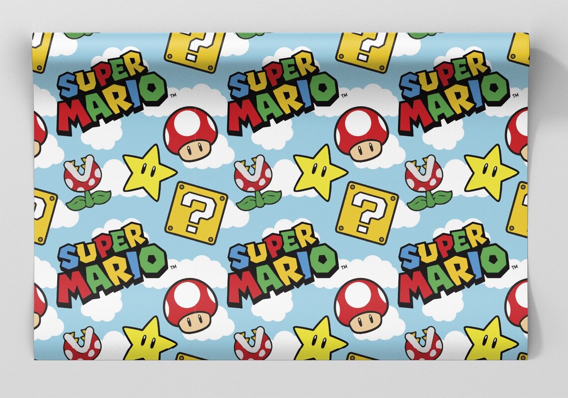 Super Mario Wrapping Paper Sheets Set of 3 Sheets Birthday Etsy