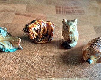 Wade Whimsies figurines trout bison hedgehog owl