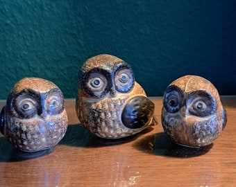 Vintage owl figurine set