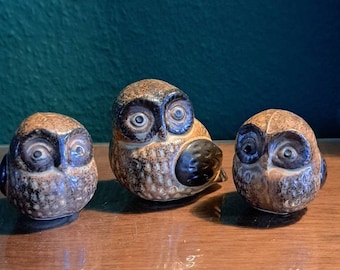 Vintage owl figurine set