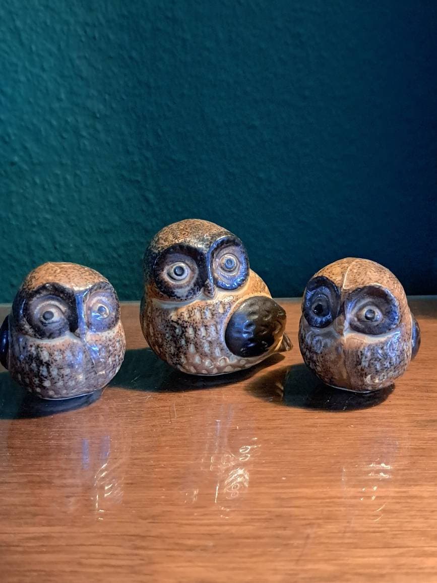 Vintage owl figurine set