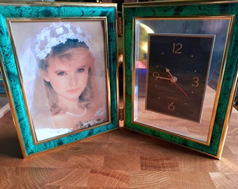 Vintage foldable clock picture frame 90s