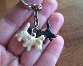 Vintage Westie Scottie dog keychain