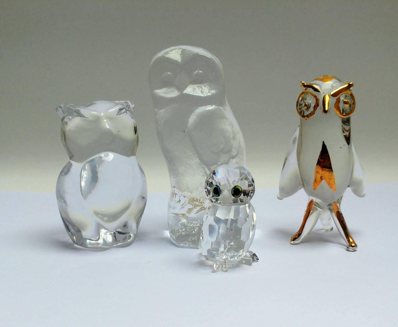 Vintage lot glass crystal owls owl figurines Etsy