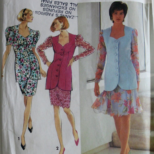 Vintage 1991 wzór szycia, prostota 7658. Kompletna & uncut. U.S. rozmiar 6-10. Sukienka dwuczęściowa, spódnica.