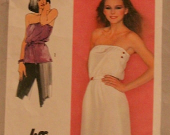 Vintage 1980 Sewing Pattern, SIMPLICITY 9535. USA Size 8. Top & Dress Pattern.