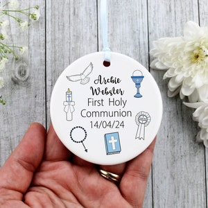 Boy First Communion ornament-blue/holy communion boy gift/1st communion gift /Boys Communion gift