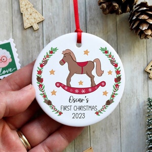 Schaukelpferd Dekoration personalisiert mein erstes Weihnachtsweihnachtspferd erste Weihnachtsgeschenk