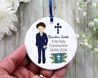 Personalisable Boy First Communion ornament-Navy suit /holy communion boy gift/1st communion gift /Boys Communion gift