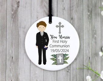 Personalisable Boy First Communion ornament-Black suit /holy communion boy gift/1st communion gift /Boys Communion gift