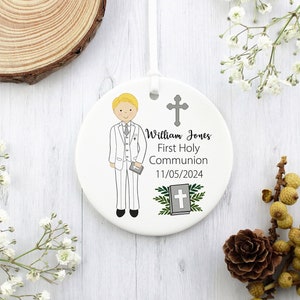 First Communion boy ornament/ Personalised communion boy gift/ 1st communion gift /Boys Communion gift