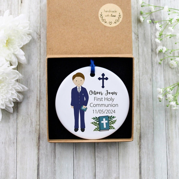 Personalisable Boy First Communion ornament-Navy suit /holy communion gift boy /1st communion gift/Communion gifts