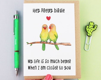 Cute love birds funny card / Love birds card / cheeky card / Happy Anniversary / Valentines / Wedding couple card / Birthday card