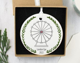 London Eye ceramic decoration / personalised London Eye ornament / London Christmas ornament / London souvenir decoration / London Eye decor