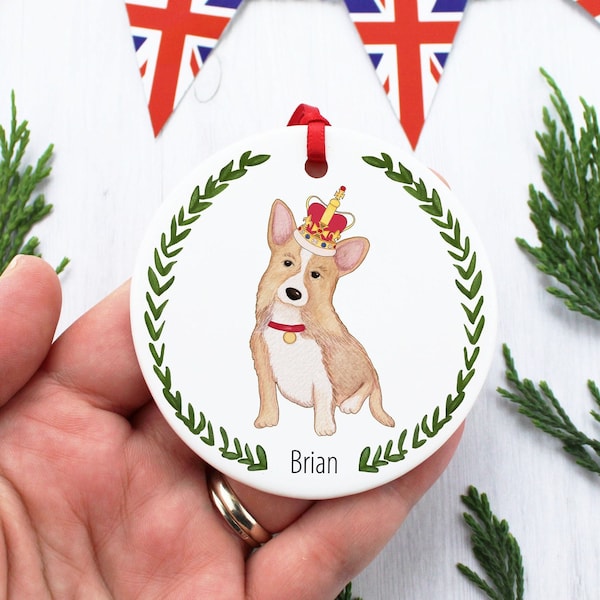 Queen's Corgi ceramic ornament / Platinum Jubilee / Corgi Royal dog decoration / cute corgi decoration / Corgi lovers gift / Christmas tree