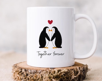 Personalised penguins love Mug,Valentine&#39;s day,cute couple gift