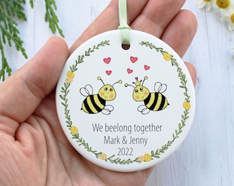 Personalisable We beelong together,ceramic ornament,bee lover,couple anniversary gift,gift for her,gift for him,bee happy gift