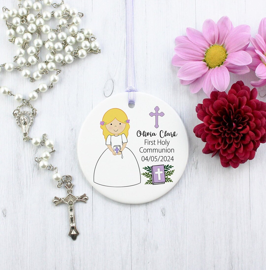 Personalised Girl First Holy Communion Ornament/first Communion Ceramic Decoration/holy