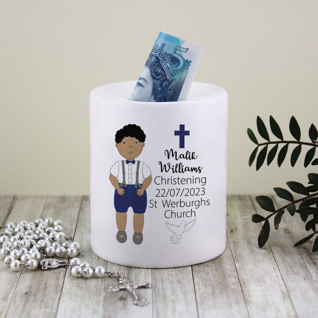 Religious Money Box Personalized Christening Money Box: Ceramic Godson Baptism Gift - Etsy