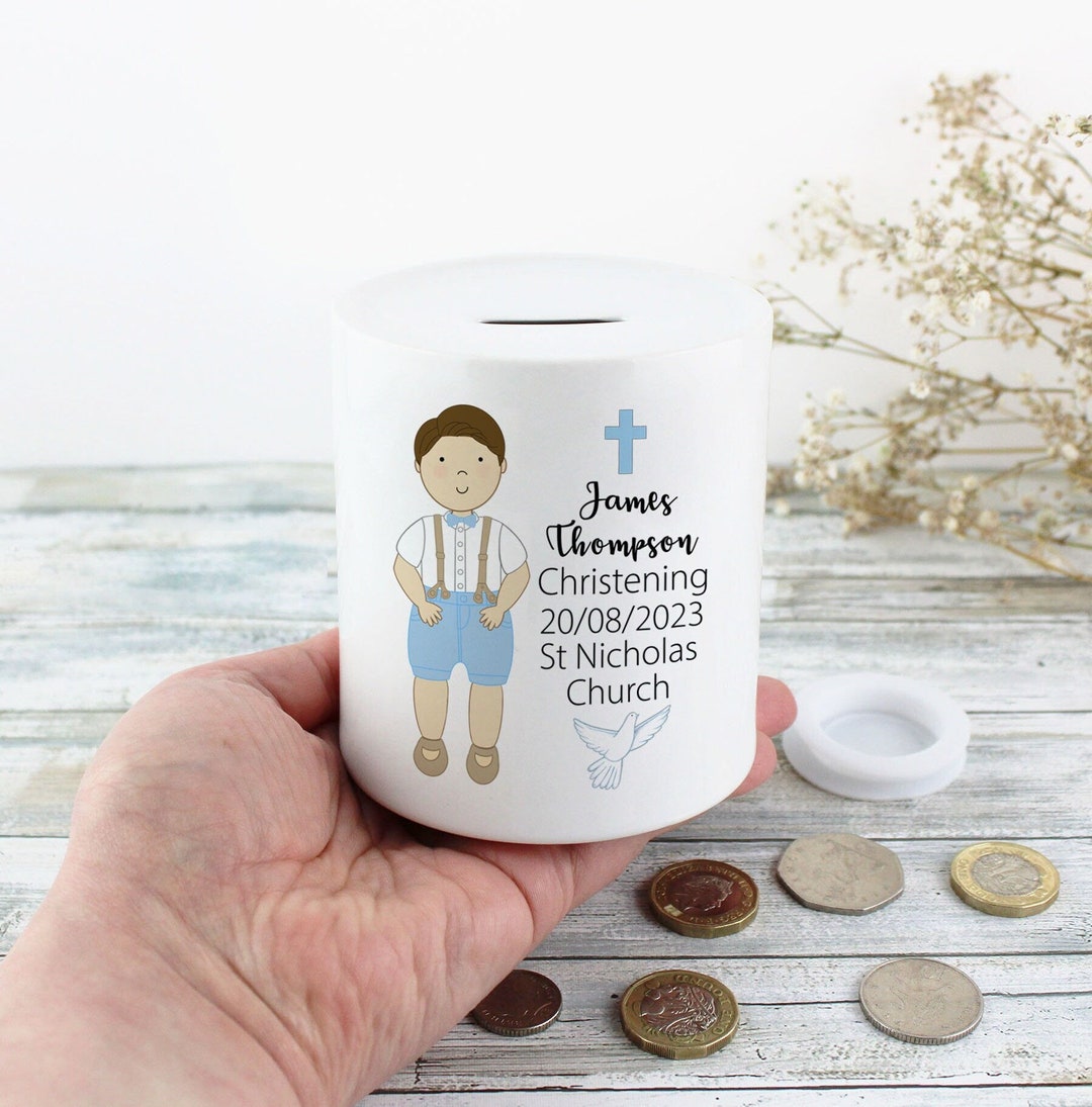 Christening Money Box Boy / Christening Gift Boy / Blue Shorts Boy