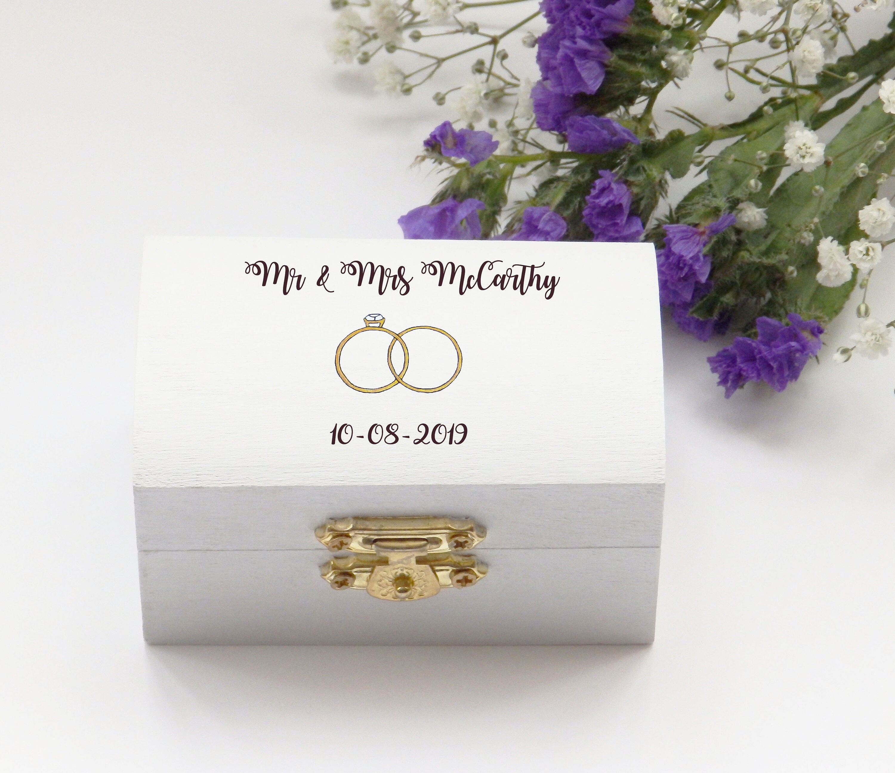 Personalised double ring wedding box / wedding rings box / Etsy