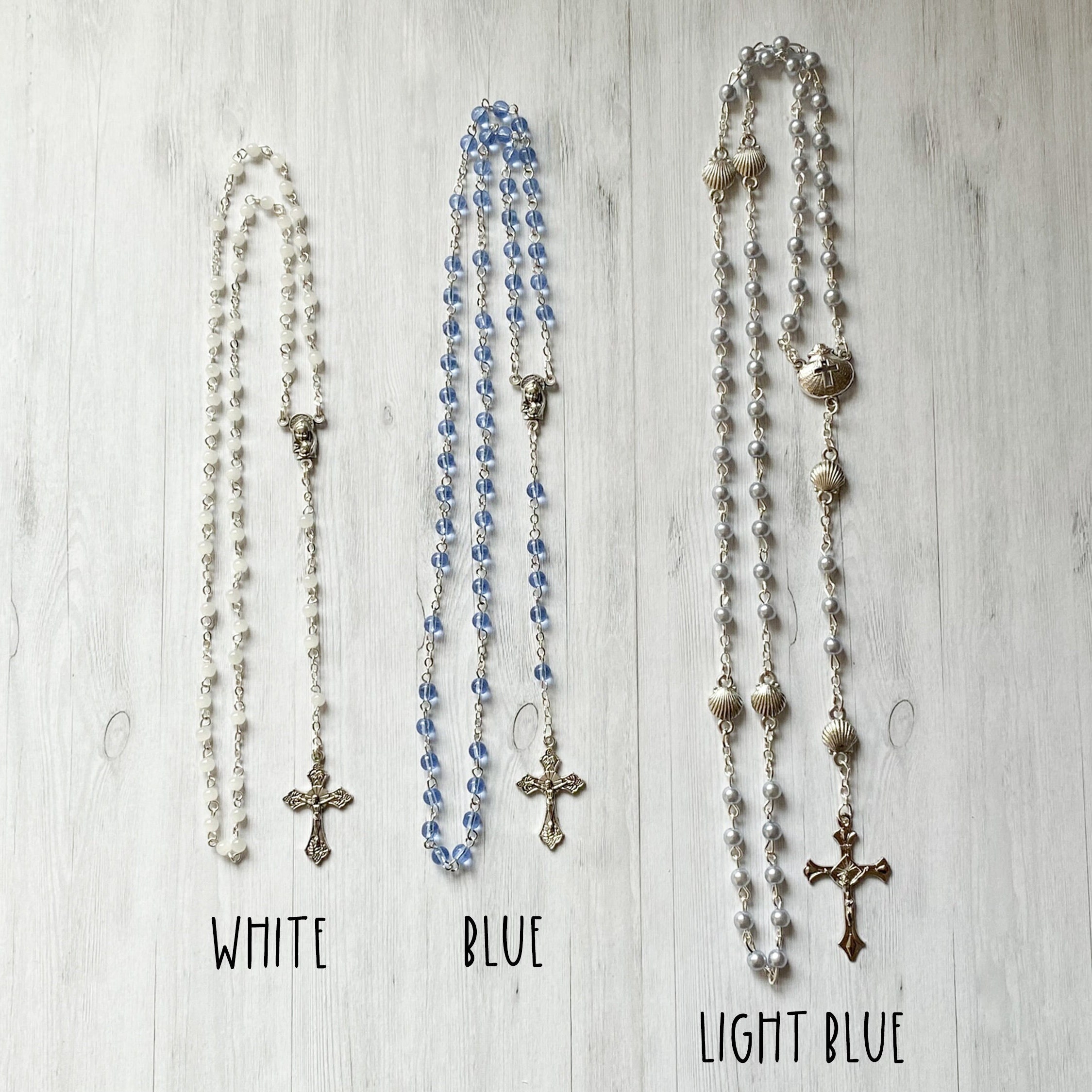Christening Gift Set for boy : rosary, bag & gift tag / boy Baptism gift / boy Christening present / nephew Christening / Godchild gift