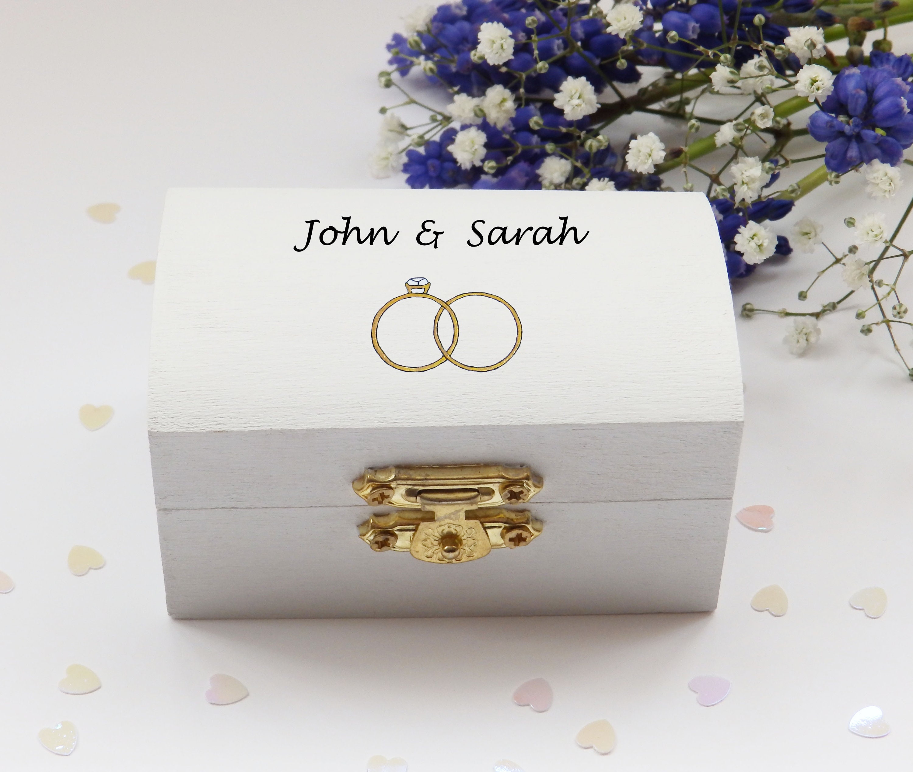 Personalised double ring wedding box / wedding rings box / Etsy