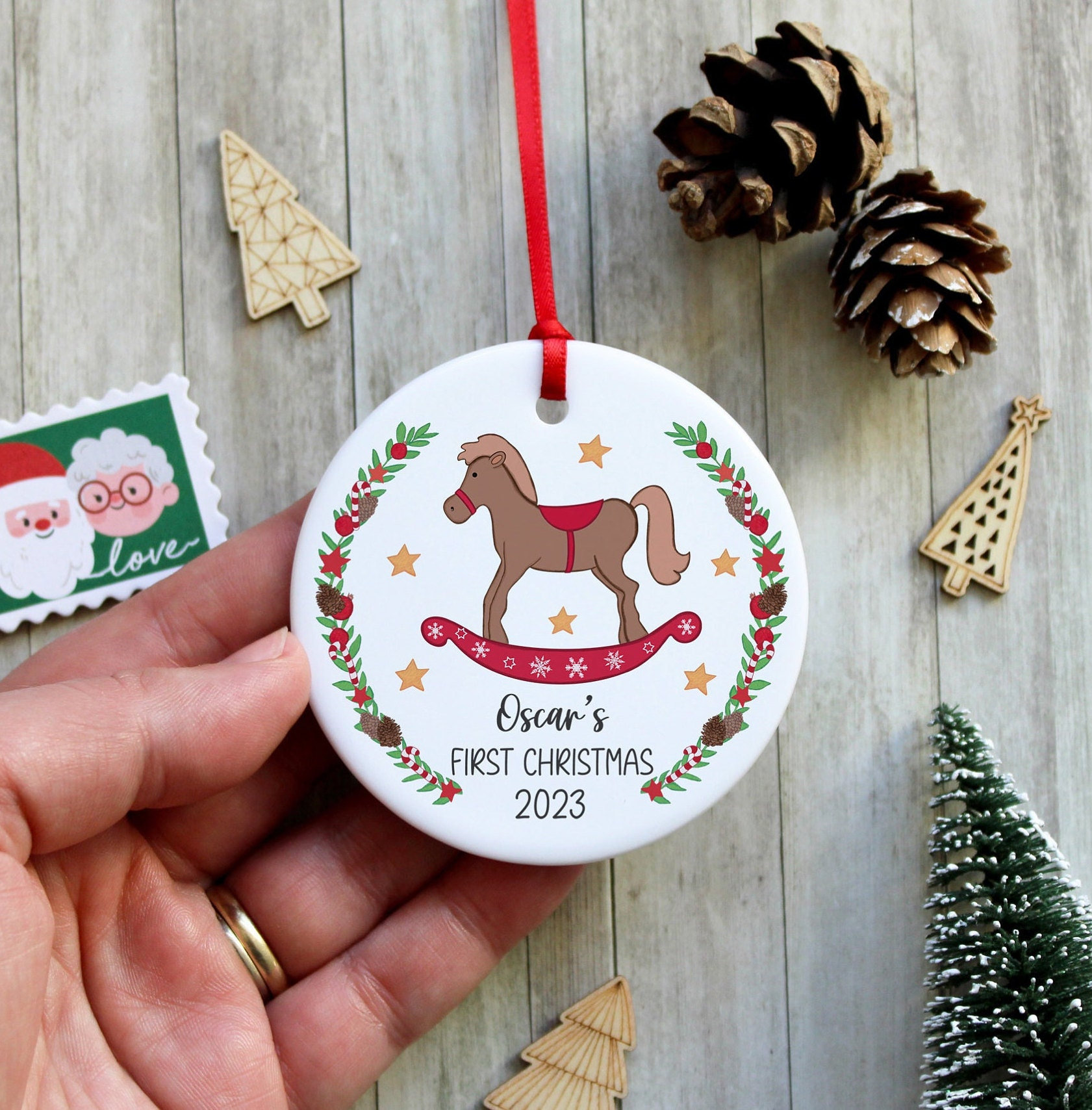 パーソナライズされたロッキングホースデコレーション私の最初の