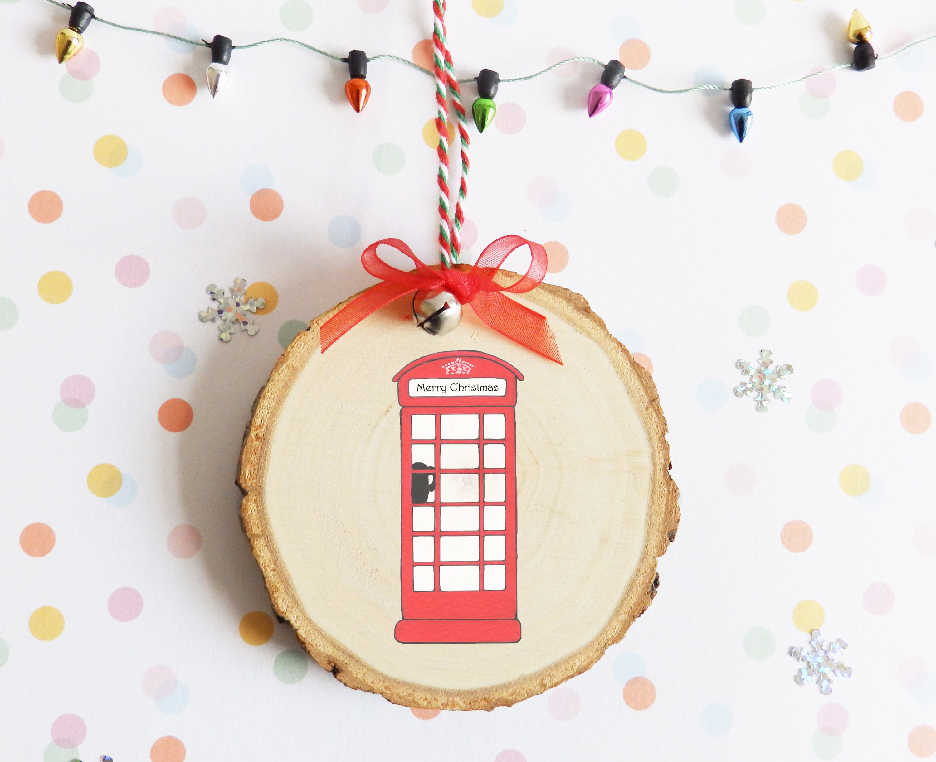Décoration d'arbre de Noël La Cabine Téléphonique/Rouge Kitsch Icône Britannique Britannique