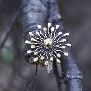 Eccentric Handmade Sun Ring, Available in Bronze or Silver, Ideal for Daily Wear, Great Gift for Celestial Enthusiasts