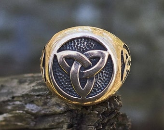 Elegante Keltische Dreiheit Ring | Irisches Knoten Design | Sterling Silber oder Bronze