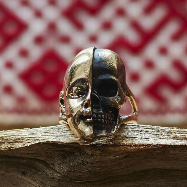 Skull Ring, Skull Jewelry, Bronze Skull Ring for Men and Women, Sterling Silver Skull Ring, Occult Jewelry, Skeleton Ring, Unique Ring, Gift