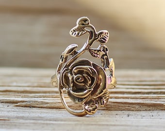 Rose Ring for Women, Boho Ring, Flower Ring, Sterling Silver Rose Ring for Women, Statement Ring, Bohemian Ring, Rose Jewelry Flower Jewelry